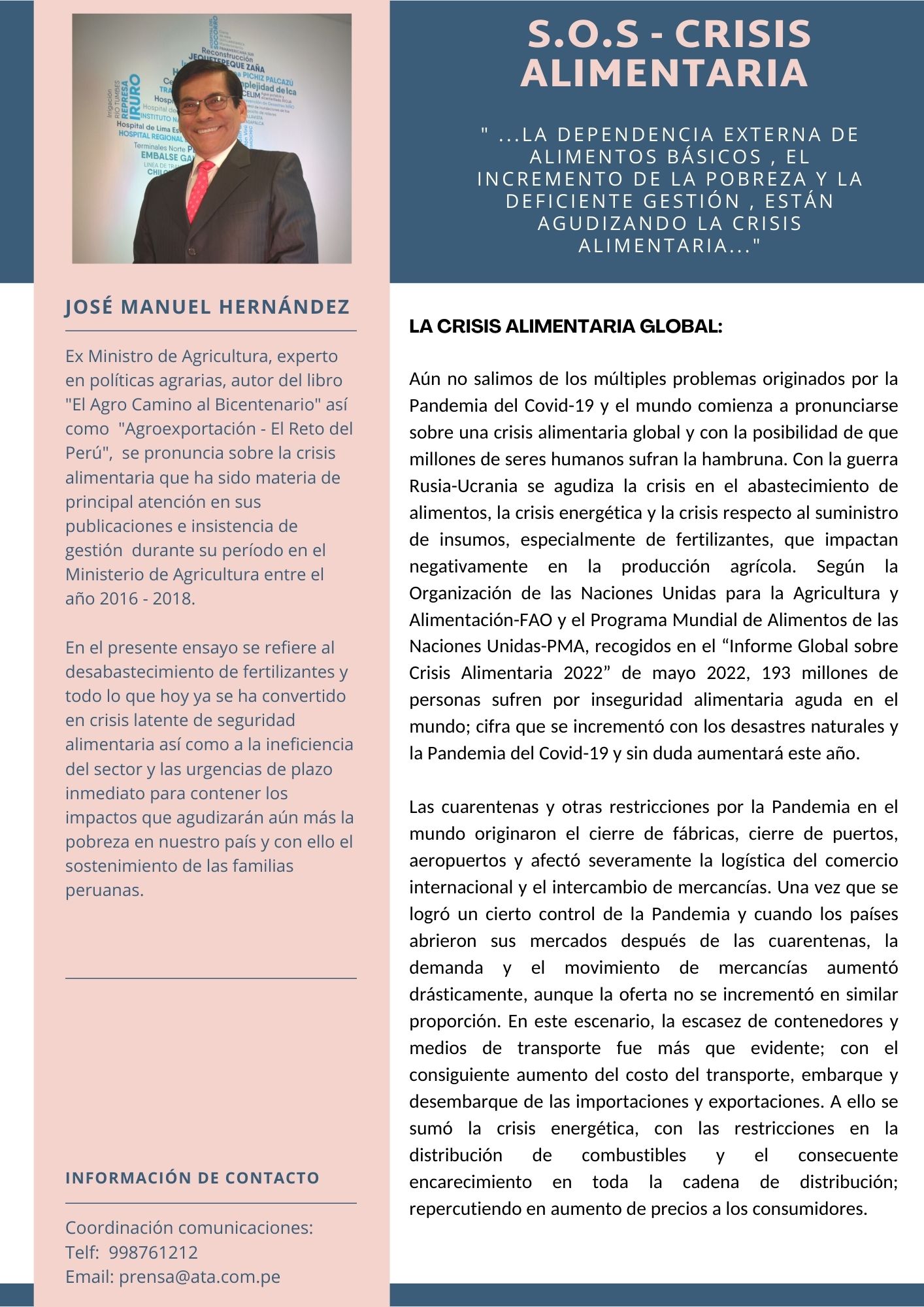 S.O.S - CRISIS ALIMENTARIA